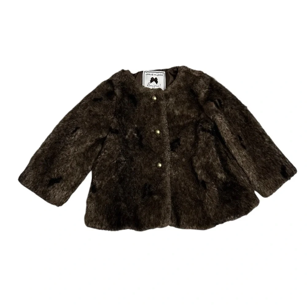 Janie and Jack Brown Faux Fur Cape